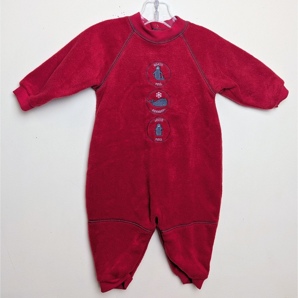 Vintage Osh Kosh B'Gosh Baby North South Pole 90s Velour Romper Size‎ 3-6 Months